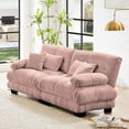 thumbnail image 3 of 94.4” Loveseat Sofa, 2 Seater Modular Sectional Sofa, Pink Large Sectional Couches for Living Room, Fluffy Couch Set, Love Seat, Chenille Cloud Couch with 4 Pillows, Deep Seat Sofas for Living Room, 3 of 8