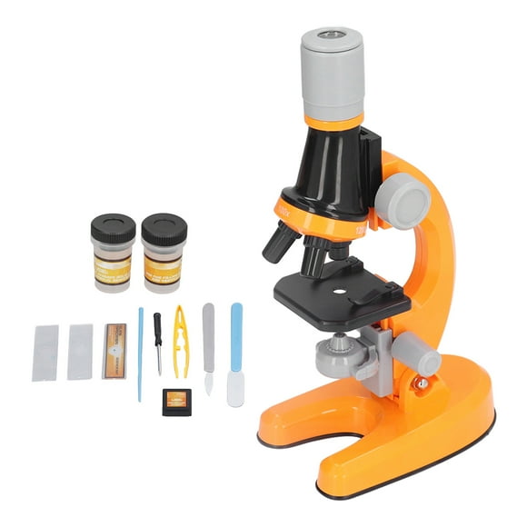 Kids Microscope Kit LED 1200X Microscope Specimen Slides Science Educational Toy Birthday for Children