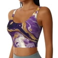 thumbnail image 2 of Balery Purple Gold Marble Swirls Sujetadores deportivos con espalda cruzada para mujer, acolchados, sin costuras, de alto impacto, ideales para yoga, gimnasio, entrenamiento y fitness.-Small, 2 of 8