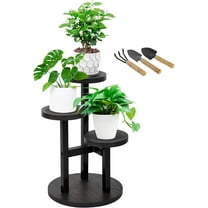 NALONE 3 Tire Plant Stand Indoor, Metal Iron Tiered Plant Stands Corner Plant Holder Flower Shelf Display Rack For Living Room Balcony Garden Patio (Black)