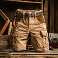 thumbnail image 5 of Aimik Men's Vintage Cargo Shorts with Multi Pocket and Button Summer Heavy Duty Cotton Shorts for Outdoor Camping, 5 of 5