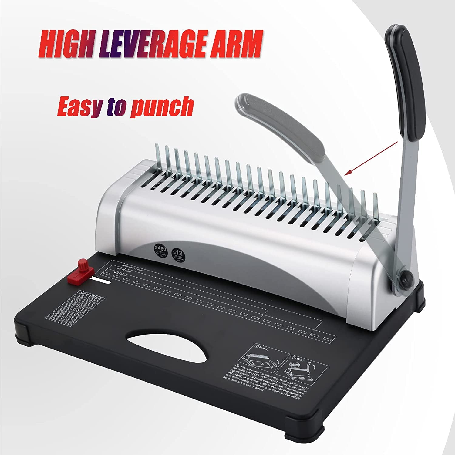 Buy FSXUOLIPI Comb Binding Machine, 21Holes, 450 Sheets, Paper Punch