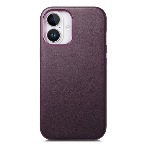 for iPhone 16 Magnetic Case Support Wireless Charging, Slim Shockproof PU Leather Hybrid Cover, Military Grade Protection Drop Proof Tough Protective Case for iPhone 16, Darkpurple