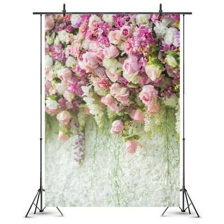 KABOER 1Pc Purple Flowers Wall Backdrop Vinyl Wedding Prop Photography (Best Wedding Background Music)
