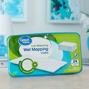 Great Value Low Streaking Wet Mopping Cloths, 24 Count