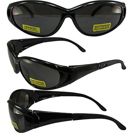 Global Vision Climax Safety Sunglasses Gloss Black Frames Smoke Lenses ANSI Z87.1