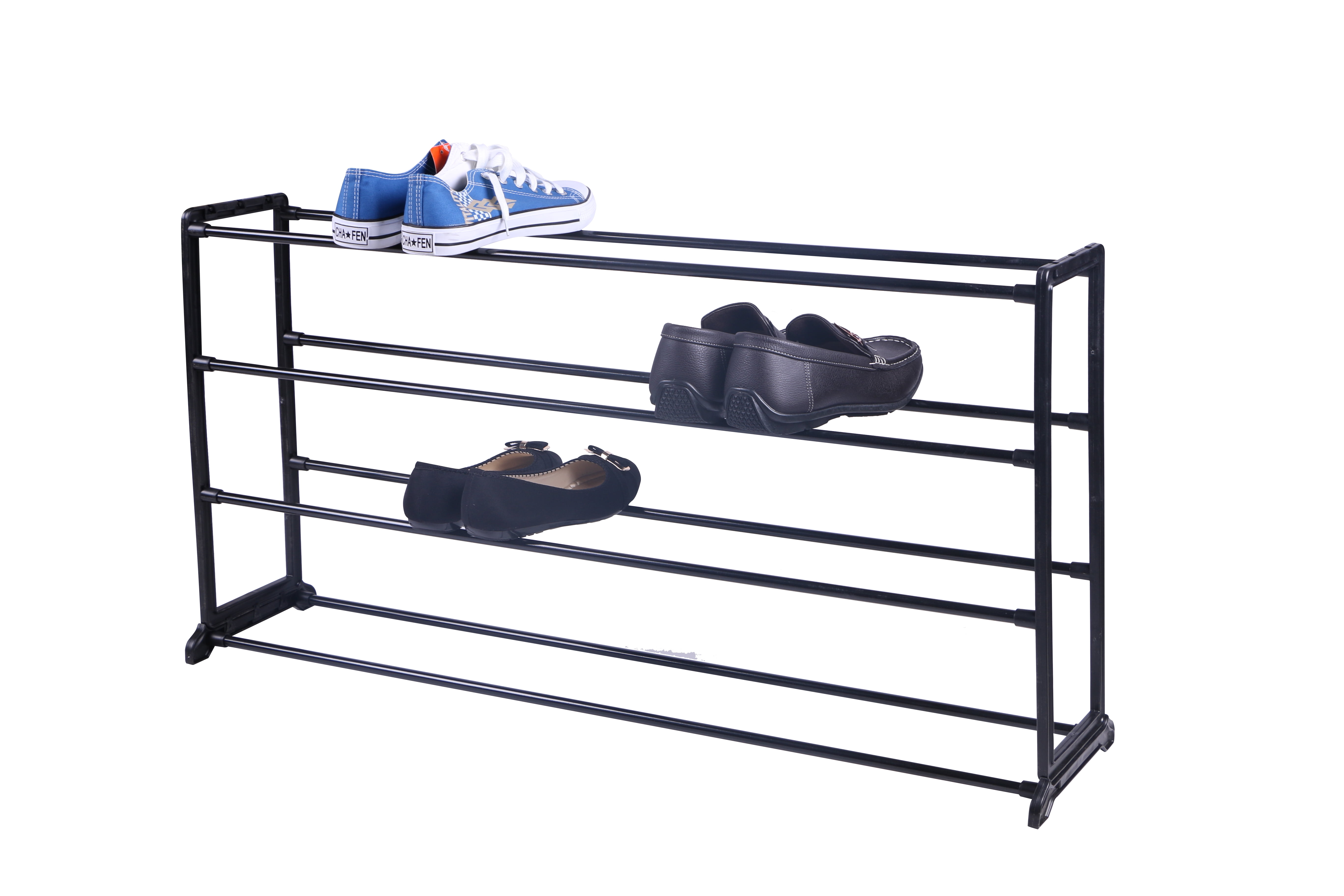 Home Basics Plastic/Metal 20 Pair Shoe Rack, Black