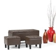 thumbnail image 2 of Simpli Home Dover 3 Pc Faux Leather Storage Bench in Chocolate Brown, 2 of 7