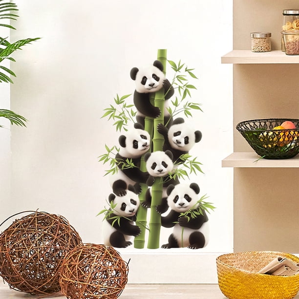 Pegatinas de pandas para decoración de paredes | Divertidos adhesivos de animales para el hogar | Arte de pared autoadhesivo de PVC para sala de estar, dormitorio y habitación infantil