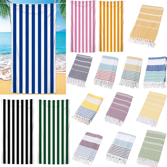 DAILIHIVE Beach Towels Oversized,Quick Dry Absorbent Towels for Camping Beach Towel,European And Knitted Striped Fringed Turkish Beach Towel,Easy Pack Travel Things for Vacation Essentials Adult Gift