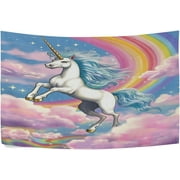 FREEAMG Unicorn Rainbow Way Tapestry Hippie Wall Hanging Tapestries Aesthetic Decorative for Living Room Bedroom Ceiling 60x51In