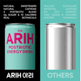 thumbnail image 5 of ARIH Postbiotic Energy Drink, Zero Sugar, 100mg Natural Caffeine, Tropical Wave, 12 fl oz, 4 Pack, 5 of 5