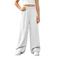 thumbnail image 5 of Girls Wide Leg Pants Elastic Waist Loose Fit Flowy Trousers Casual Lounge Summer Lightweight Relaxed Dance Sweatpants Flattering Playwear with Pockets, 5 of 6