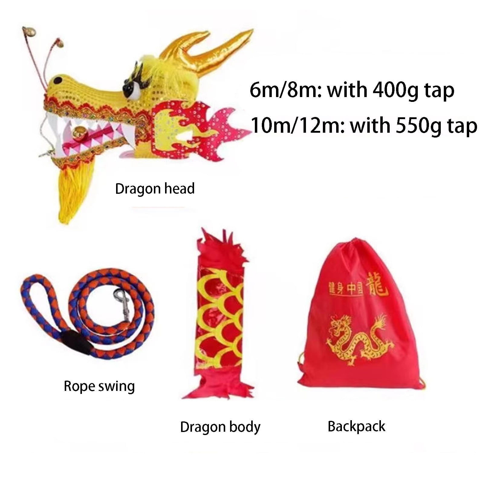 Dragon Poi with 3D Head,Washable Long Strip Square Dance Dragon Ribbon Dance Fitness Elderly Colored Silk Dragon Dance
