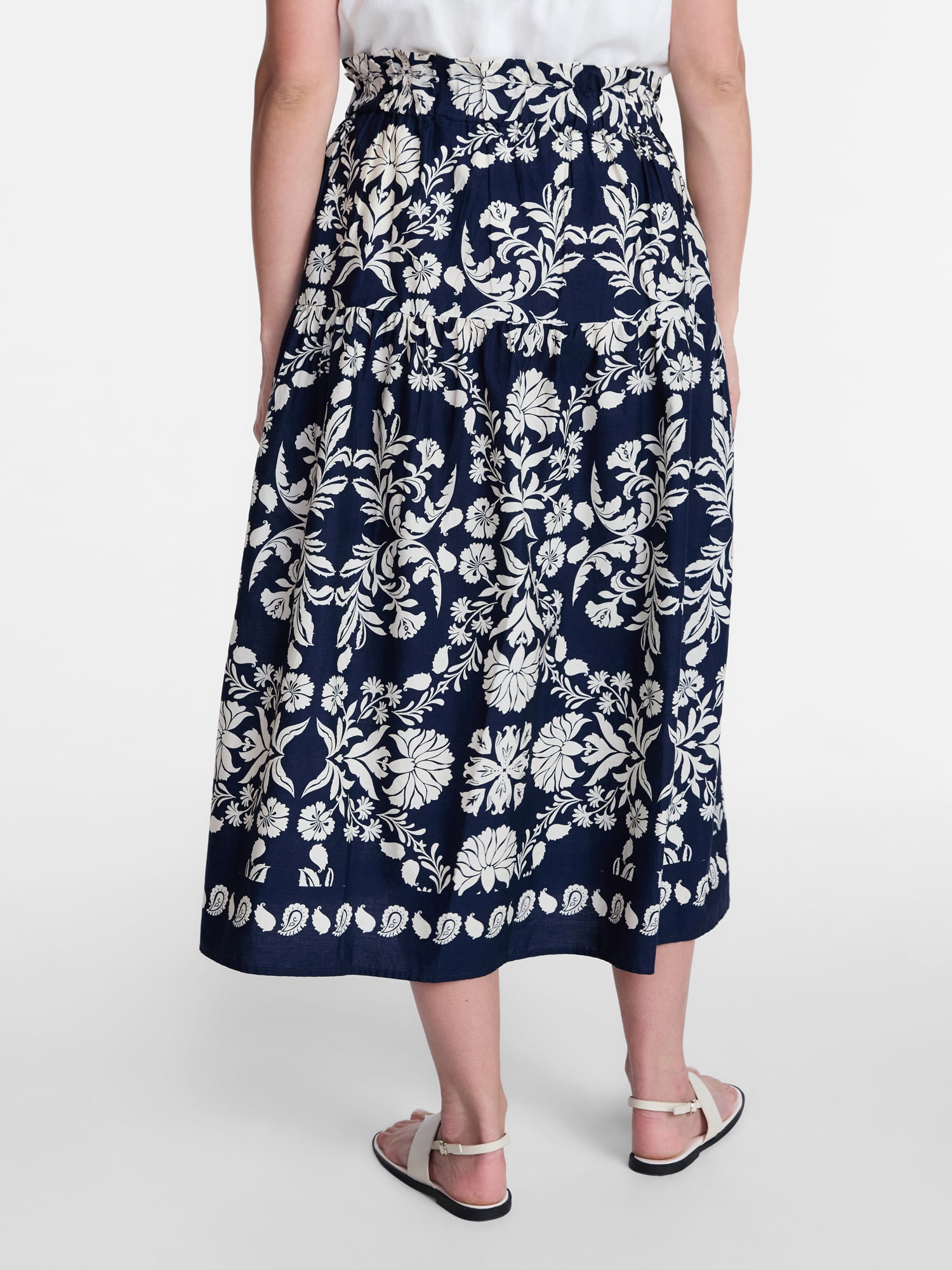 Time and Tru Women’s Tiered Cotton Maxi Skirt, Sizes XS-XXXL