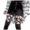thumbnail image 1 of Pantalones Prolriy para mujer, pantalones góticos con cremallera de estrella y cintura de cinco puntas, leggings punk huecos, pantalones altos para mujer, pantalones negros S, 1 of 8
