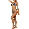 thumbnail image 4 of Conjuntos de bikini de dos piezas para mujer con tirantes atados a los lados, parte inferior de triángulo con cordón, trajes de baño básicos, traje de baño X-Small azul oscuro, 4 of 5