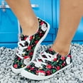 thumbnail image 2 of IUJSOY Women's Low Top Sneaker Round Toe Christmas Printed Canvas Shoes Fashion Sneakers for Walking, 2 of 6
