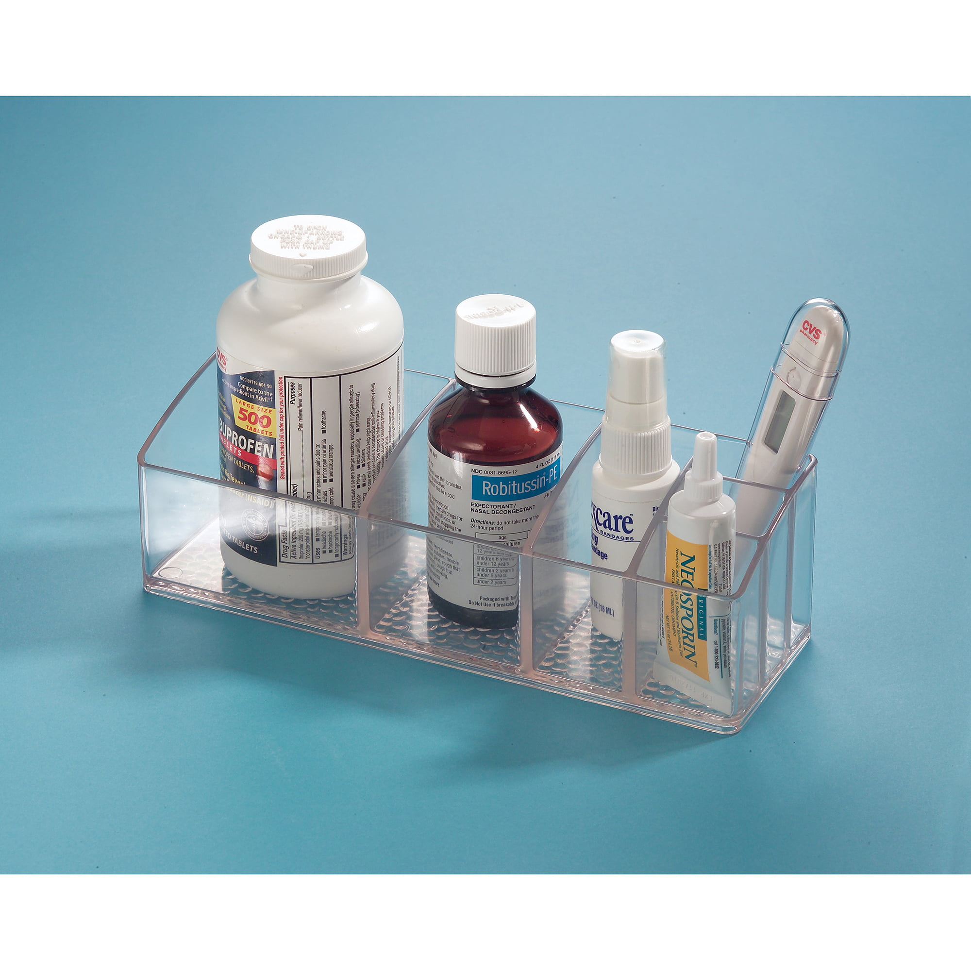 iDesign Plastic High Rise Medicine Cabinet Organizer, The Med+ Collection  12 x 3 x 5.25, Clear