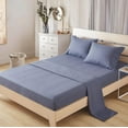 thumbnail image 3 of DBOZE Bedding, Bed Sheets Set 4 Piece Bedding Brushed Cotton Blend Shrinkage and Fade Resistant Easy Care,Blue,CAL KING, 3 of 3