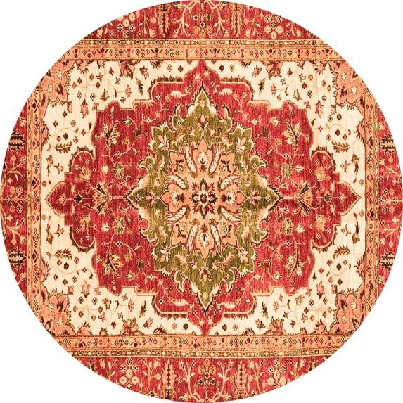 Ahgly Company Indoor Round Persian Orange Traditional Area Rugs, 3' Round