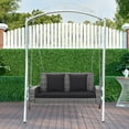 thumbnail image 3 of Patiojoy Outdoor Porch Swing Bench, Patio Wicker Hanging Swing with Rustproof Chains & Comfortable Cushions Black, 3 of 10