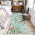 thumbnail image 4 of Runner Rug 2'x6', Teal Beach Coastal Washable Non-Slip Hallway Runner Rugs, Summer Nautical Coral Shell Botanical Vintage Bedside Rugs Floor Mats Carpet Runners for Kitchen Bathroom Laundry Room, 4 of 8