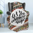 thumbnail image 4 of Adventure Soft Flannel Fleece Throw Blanket, Backdrop with Geometric Motifs and Hand Writing Old Fashioned Style, Cozy Plush for Indoor and Outdoor Use, 50" x 60", Multicolor, by Ambesonne, 4 of 5