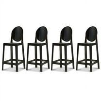 2xhome Set of 4 25" Seat Height Kitchen Barstools, Modern Ghost Accent Side Armless Counter Stools With Back, Black
