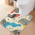 thumbnail image 2 of Yayeee Bath Rugs for Bathroom Floor Set of 2 Non Slip Fluffy Soft Absorbent Mat, Blue Retro Print, 2 of 7