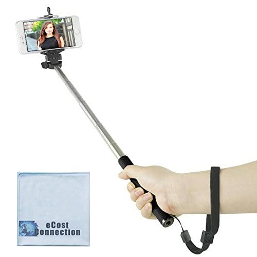 43 Pouces / 3.6 Pieds Selfie Extension Pôle Monopod pour la Plupart des smartphones + eCostConnection Tissu en Microfibre