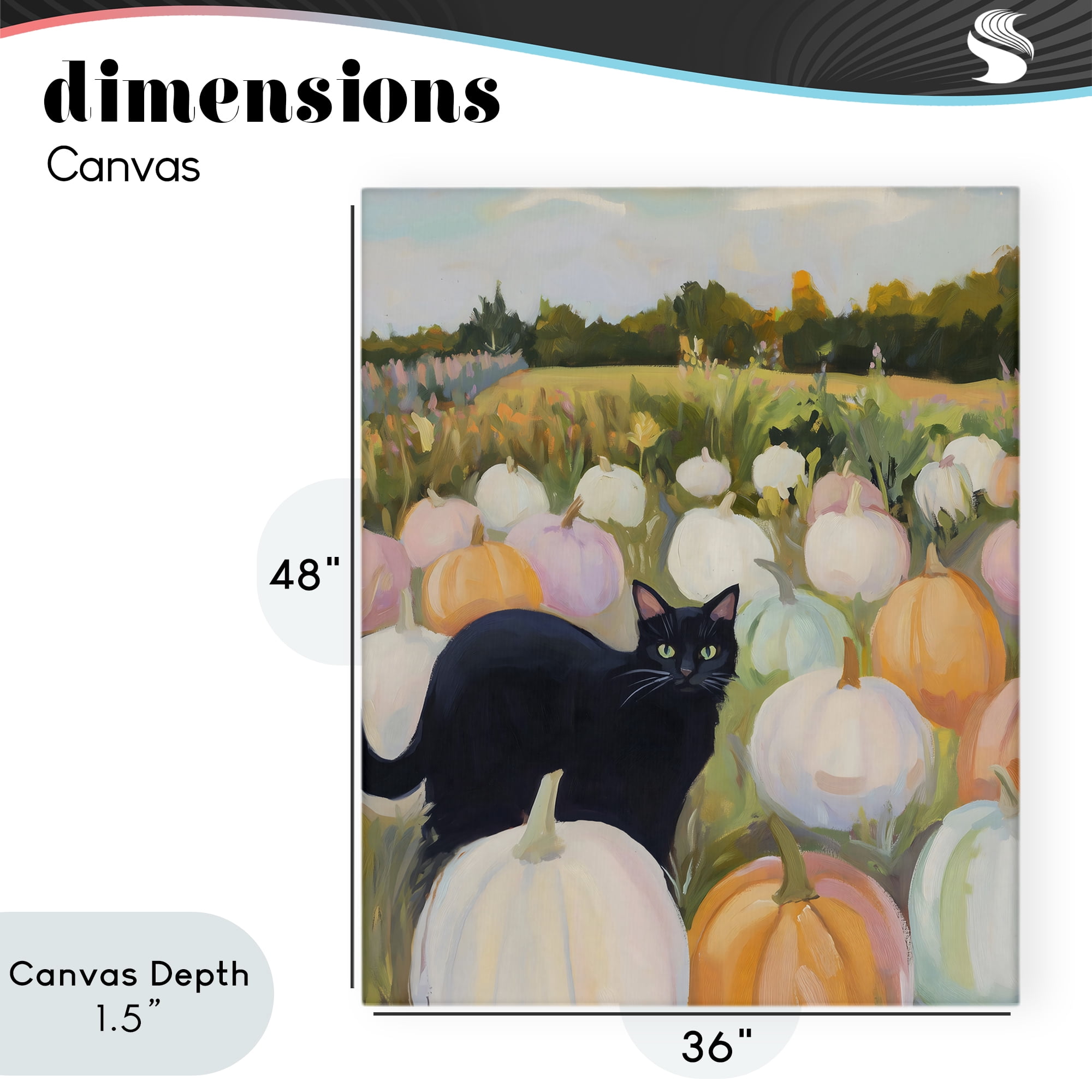 Stupell Industries Kitten & Pumpkins in Field Canvas Wall Art, design by The Prints Vibe