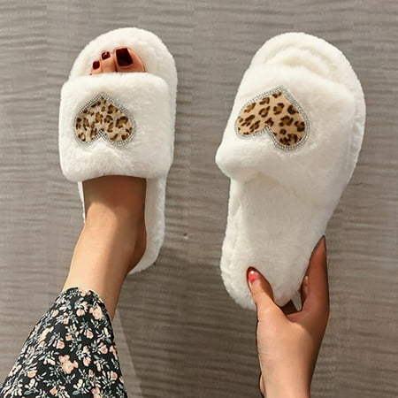 

Vedolay House Slippers For Women Love Plush Slippers Fashion Cotton Shoes Rhinestone Thick-soled Memory Foam Slippers
