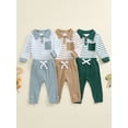 thumbnail image 4 of Elippeo Baby Boys Pants Set, Long Sleeve Striped Romper with Pants Fall Outfit for Casual Daily 3 6 9 12 18 Months, 4 of 10