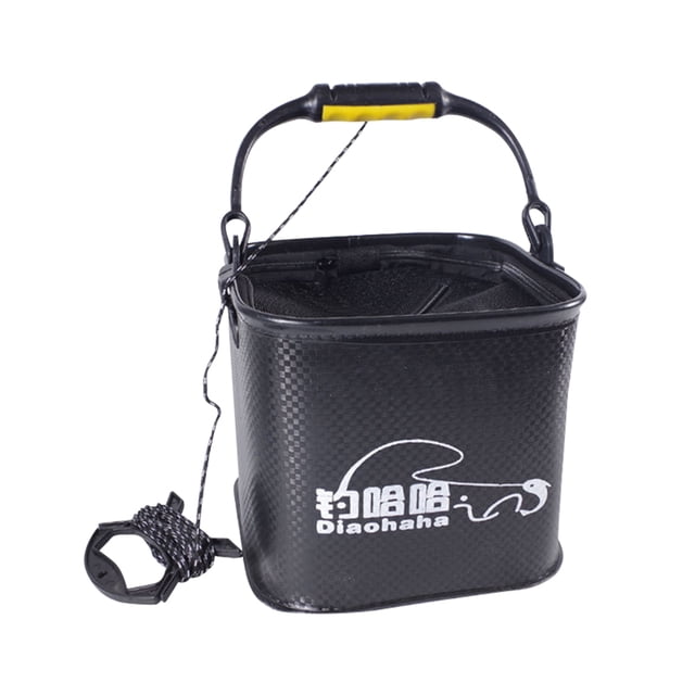 Contenedor de agua plegable, herramientas para lavado de coches, cubo de pescado vivo, aparejos negro 20cm
