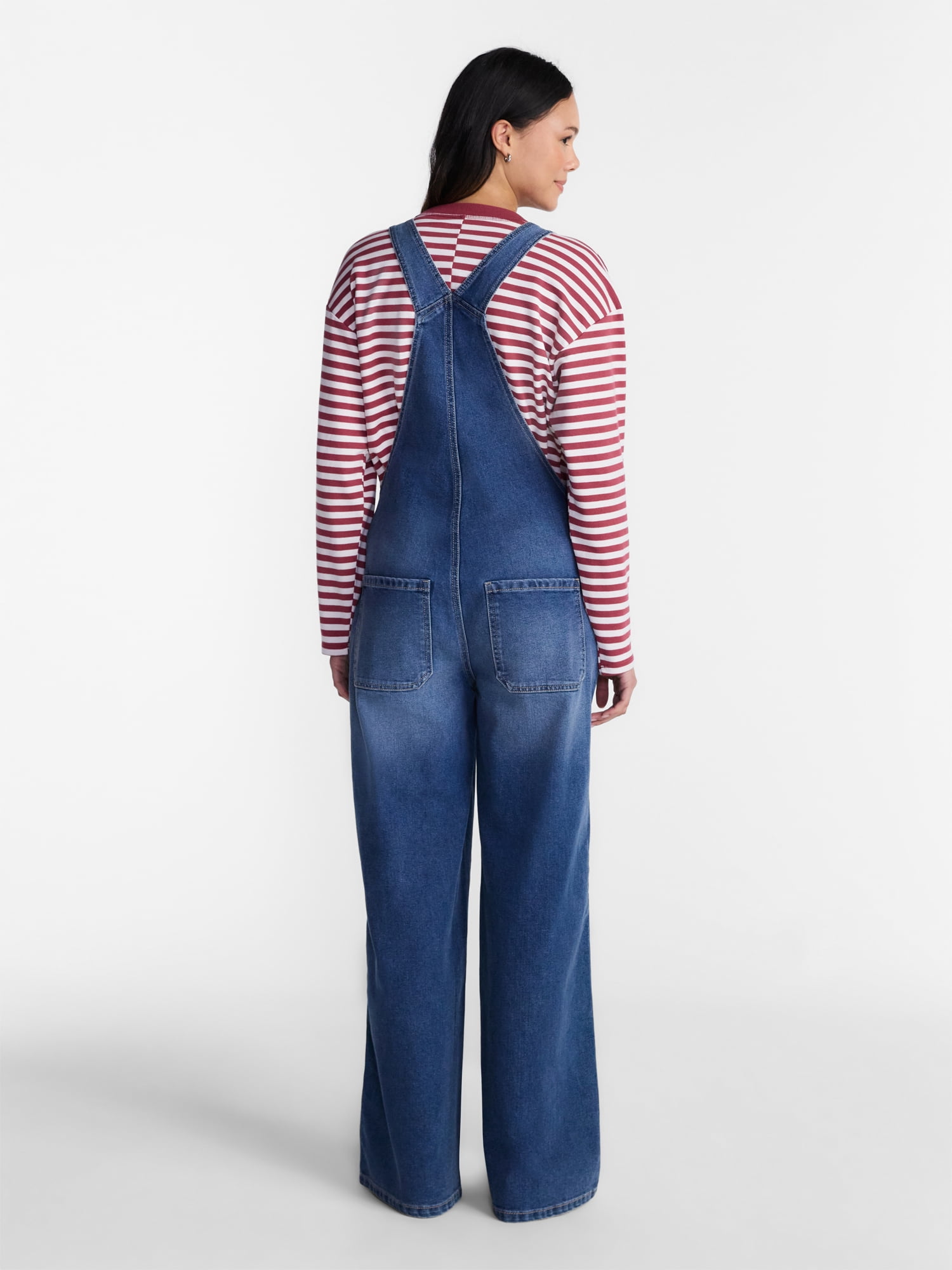 No Boundaries Wide Leg Baggy Overalls, Women's XXS-XXL