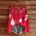 thumbnail image 5 of yardsong 2025 Long Sleeve Womens Christmas Sweater - Boat Neck Imitation Knit Boho Pullover Xmas Theme Holiday Sweatshirt Red,S, 5 of 5