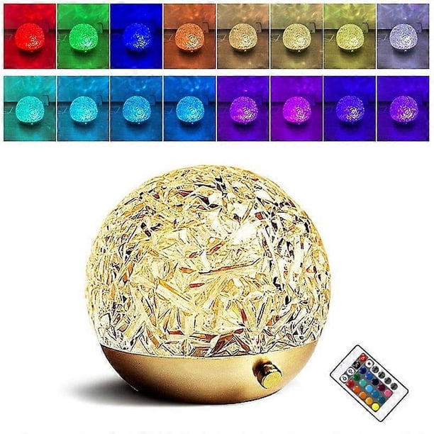 Lámpara de mesa decorativa LED con efecto de ondas de agua, 16 colores, luz nocturna con control remoto para decoración de dormitorio.
