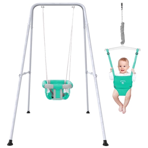 Semoprus 2-in-1 Jumper and Swing, Indoor&Outdoor Swing for 6-24 Months Infant Toddler, Green