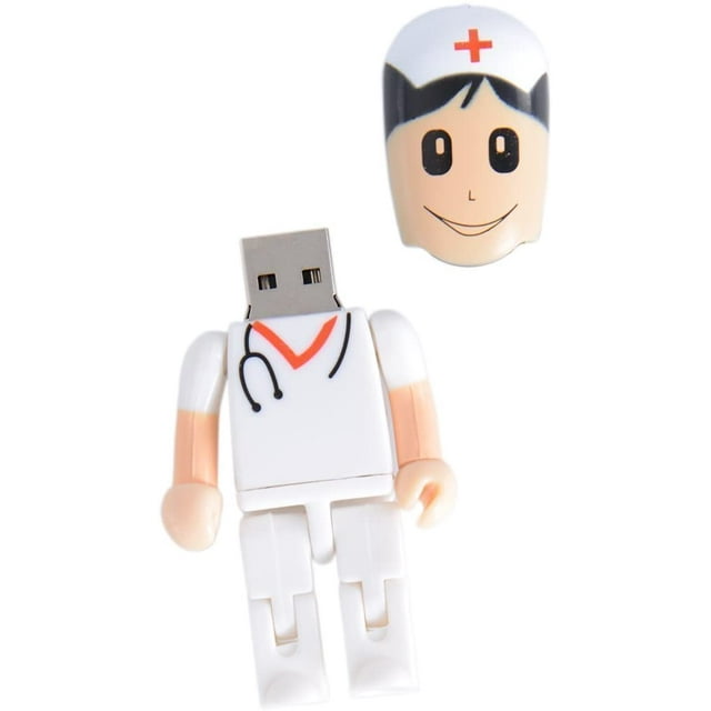 Creative Plastic Doctor USB 2.0 Flash Drive Toy Shape Style Cartoon Robot, Green, 64GB, Female nurse