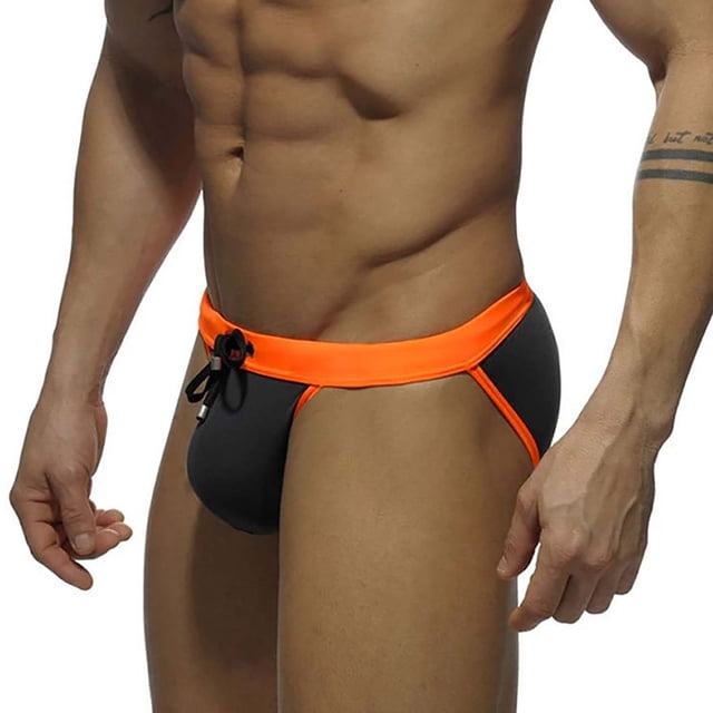 FcBaudy Men's Low Waist Solid Color High Vent Swimming Trunks Underpants Men Pants