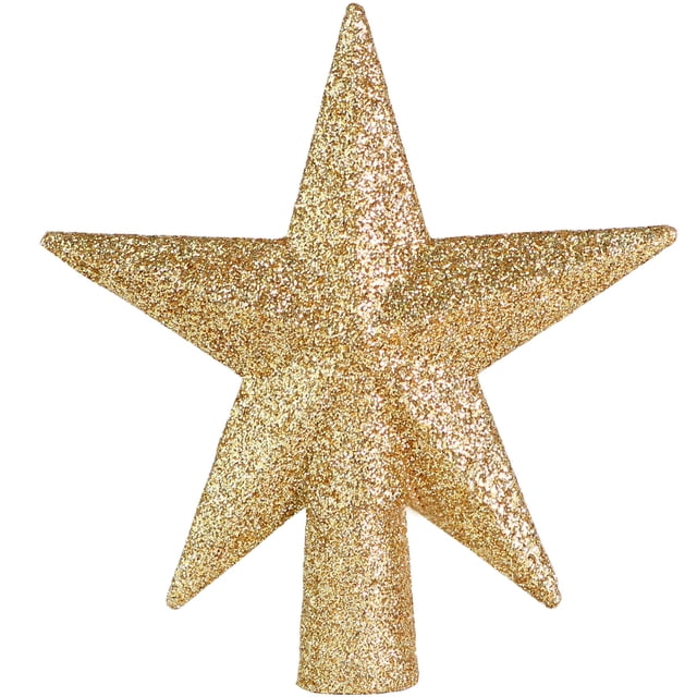 Decoración para árbol de Navidad Ornativity Estrella dorada con purpurina 5 cm
