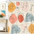thumbnail image 2 of Boho Abstract Aesthetic Art Shower Curtain, Minimalist Cute Women Floral Design Beige Fabric Shower Curtains Set for Bathroom, Feminine Restroom Decor Accessories with Hooks 72X 72 Inch, 2 of 6