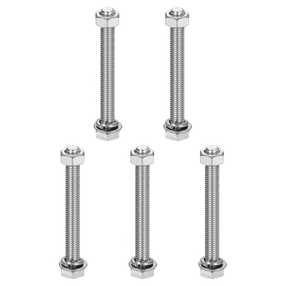 M8 x 70mm 304 Stainless Steel Hex Head Screws Bolts, Nuts, Flat & Lock Washers Assortment Kit, 5 Sets