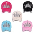thumbnail image 3 of Crown Rhinestone Inlaid  Pearl Ladies Dot  Cap Baseball Cap Casual Cap Bz456, 3 of 7