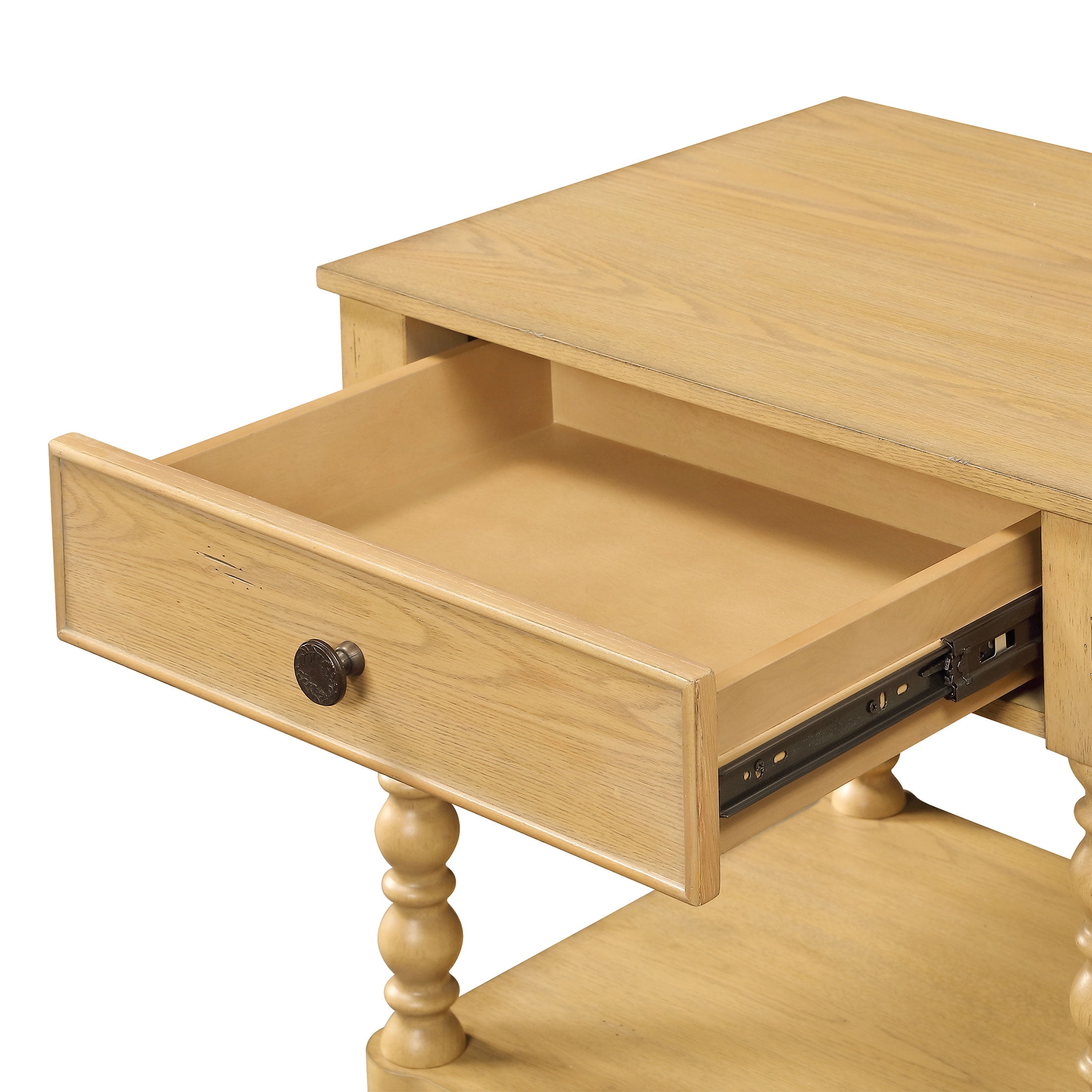The Pioneer Woman Harper Spindle Nightstand with USB Charging Ports, Adults and Teens, Wheat Finish