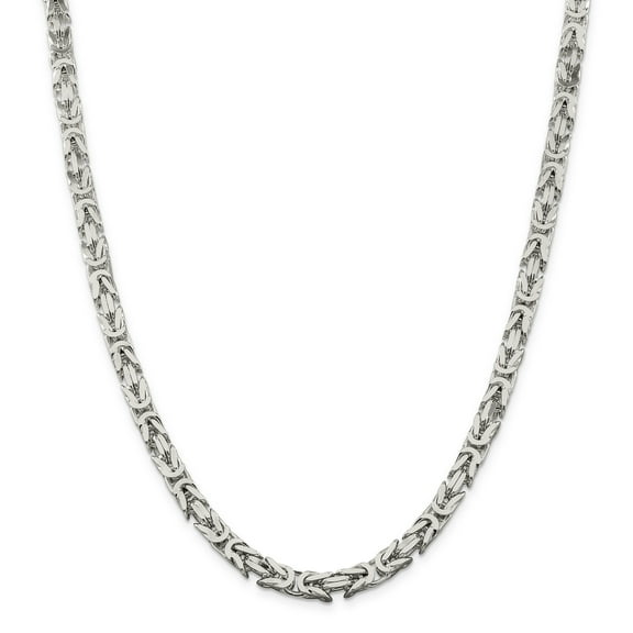 925 Sterling Silver 6mm Square Byzantine Chain 24 Inch