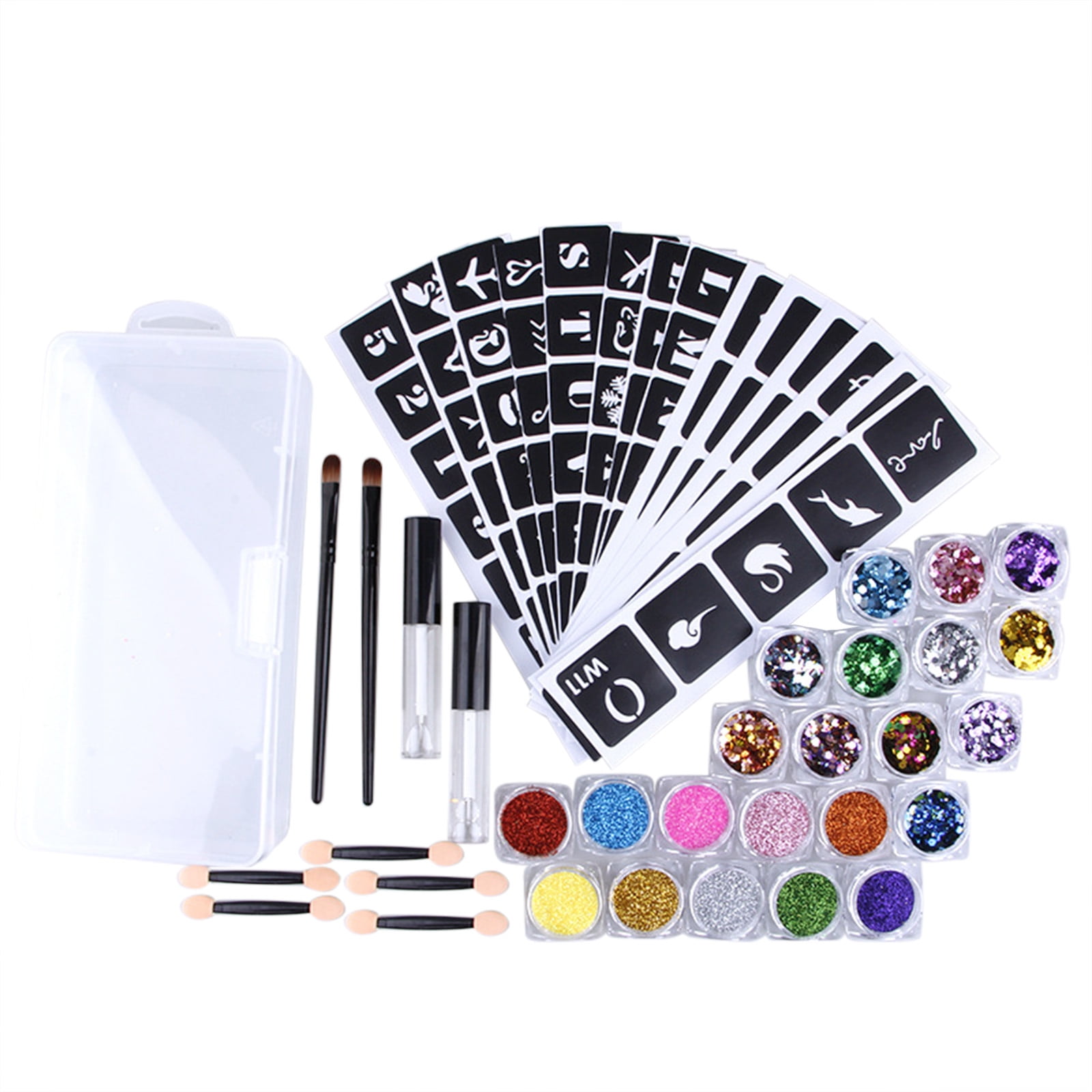 Walmeck Body Glitter Set Temporary Glitter Tattoos Kit 22 PCS Glitter