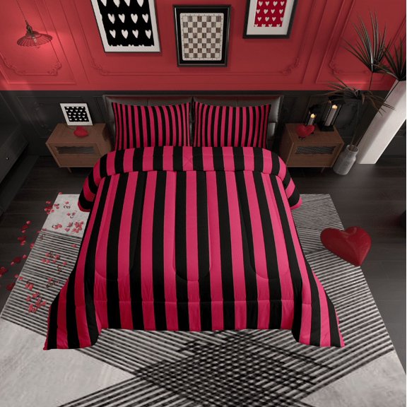 Erosebridal Stripes Ombre Bedding Twin Comforter Set, Abstract Down Comforter, Modern Geometric Reversible Comforter Sets Twin Size, Microfiber Room Decorative, 2pcs
