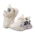 thumbnail image 3 of HZLPFO Toddler Tennis Shoes Toddler Sneakers Kids Light Up Shoes Girls Boys Outdoor Casual Adjustable Strap Pattern Sneaker(Beige,Size 12), 3 of 7